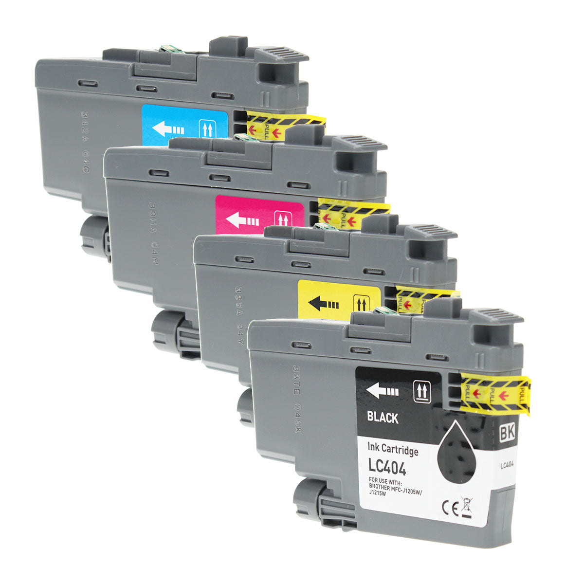 Compatible Brother LC404 (LC404 BK, C, M, Y) Inkjet Color Combo, Black, Cyan, Magenta, Yellow, 750 Standard Yield, 4 Cartridge Pack (1K/1C/1M/1Y)