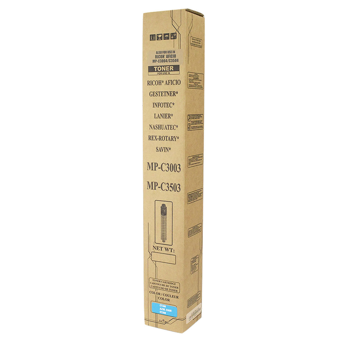 Compatible Ricoh MP C3003 / MP C3004 / MP C3503 (841816) Toner Cartridge, Cyan, 18K Yield, TAA Compliant, Made in USA