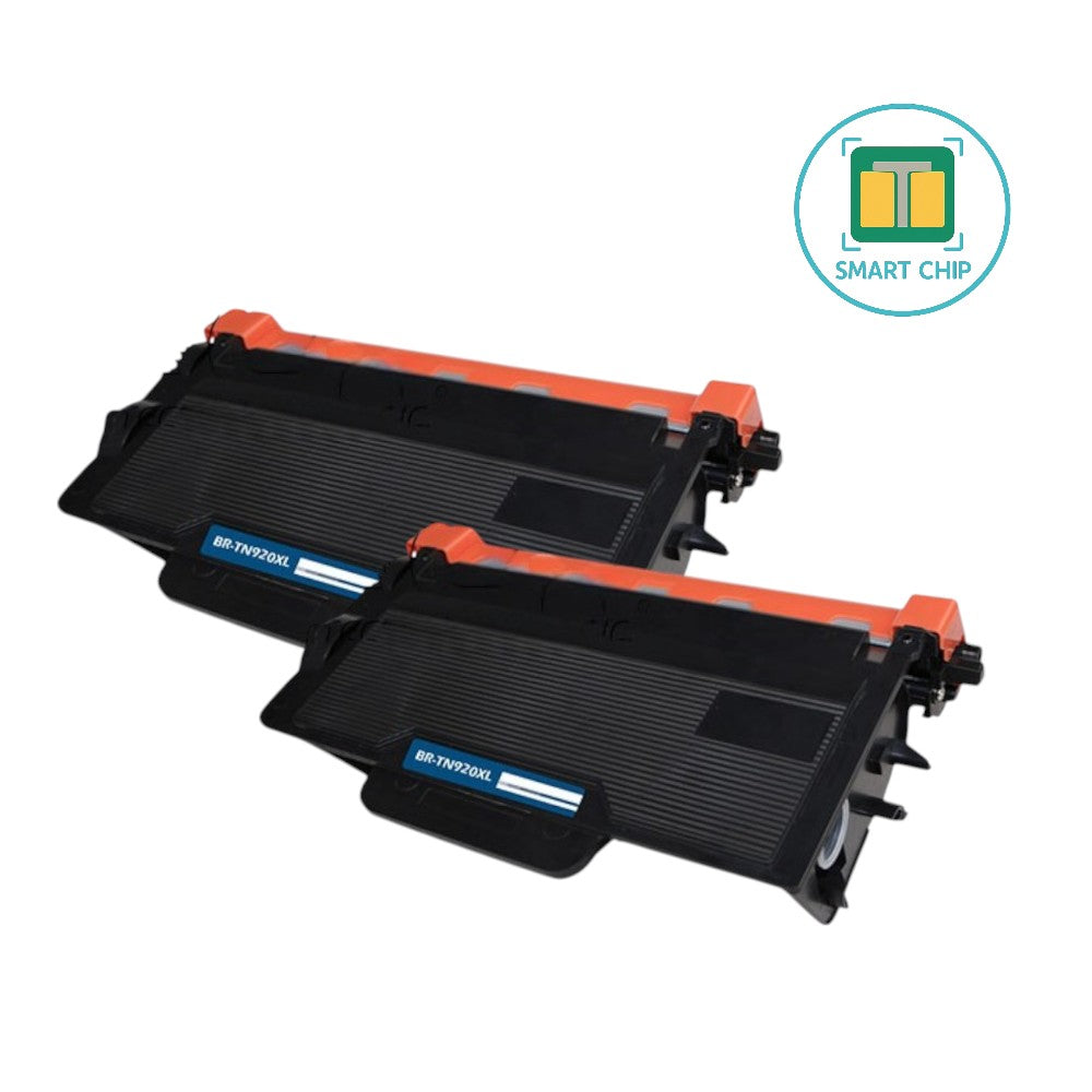 Compatible Brother 920XL (TN920XL) Toner Cartridges, Black, 6K High Yield Smart Chip, Pack of 2