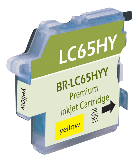 Compatible Brother LC65 (LC65Y) InkJet Cartridge, Yellow, 750 Yield