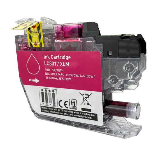 Compatible Brother LC3017 XL (LC3017M) InkJet Cartridge, Magenta, 550 High Yield