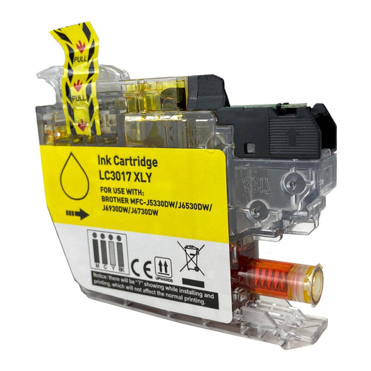 Compatible Brother LC3017 XL (LC3017Y) InkJet Cartridge, Yellow, 550 High Yield
