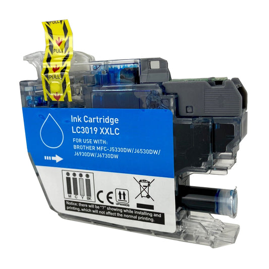 Compatible Brother LC3019 XXL (LC3019C) InkJet Cartridge, Cyan, 1.5K Super High Yield