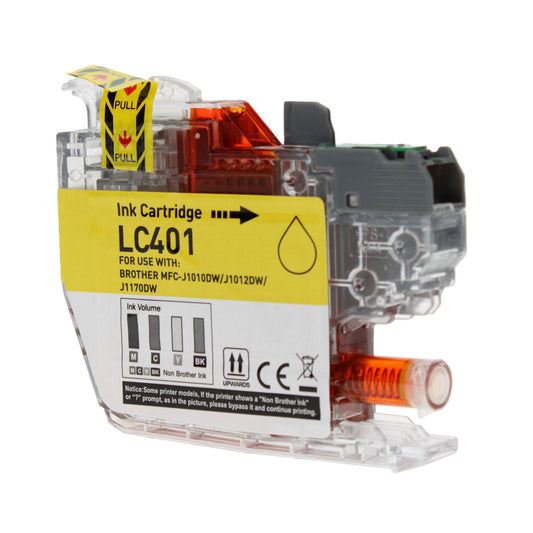 Compatible Brother LC401Y Inkjet Cartridge, Yellow, 200 Yield