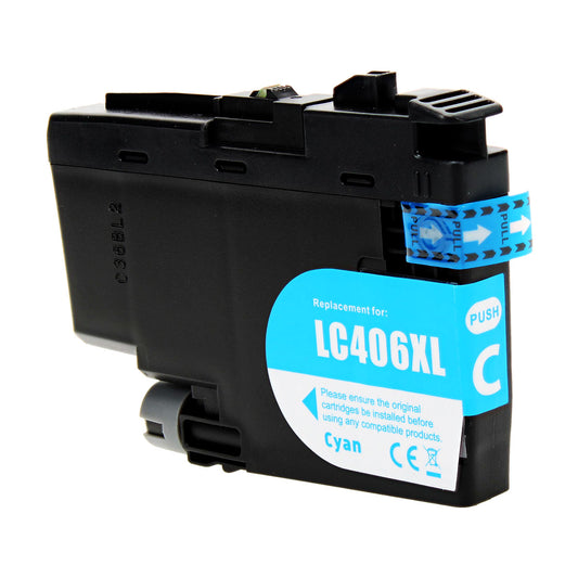 Compatible Brother LC406XLC Inkjet Cartridge, Cyan, 5000 High Yield