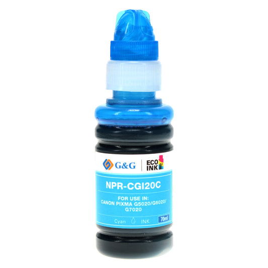 Compatible Canon GI-20 (GI-20C) InkJet Cartridge, Cyan, 70ml