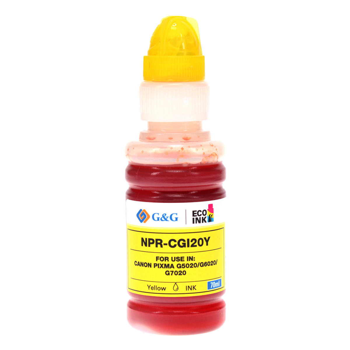 Compatible Canon GI-20 (GI-20Y) InkJet Cartridge, Yellow, 70ml