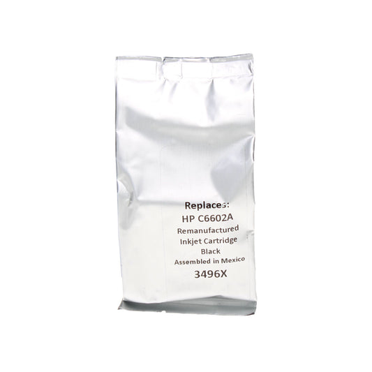 Remanufactured HP C6602A InkJet Cartridge, Black, 18 ML