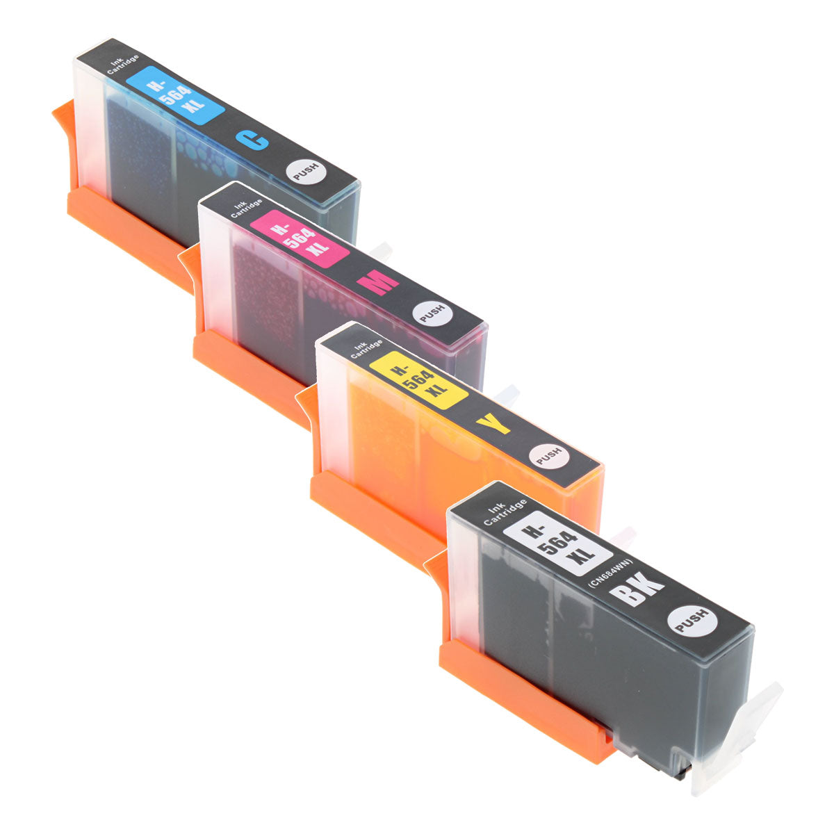 Compatible HP 564XL (CH603BN) Inkjet Color Combo, Black, Cyan, Magenta, Yellow, 550/750 High Yield, 4 Cartridge Pack (K/C/M/Y)