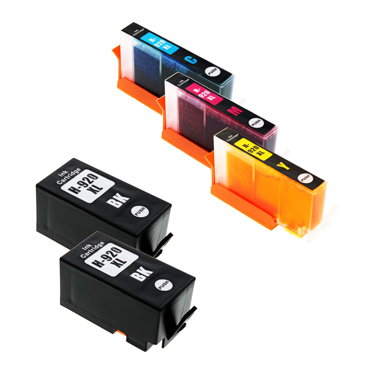 Compatible HP  920XL (CD975AN/CD972AN/CD973AN/CD974A) Inkjet Color Combo, 2xBlack, Cyan, Magenta, Yellow, 1200/700 High Yield, 5 Cartridge Pack (2K/1C/1M/1Y)