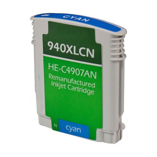 Remanufactured HP 940XL (C4907AN) InkJet Cartridge, Cyan, 1.4K High Yield, With SCC Chip