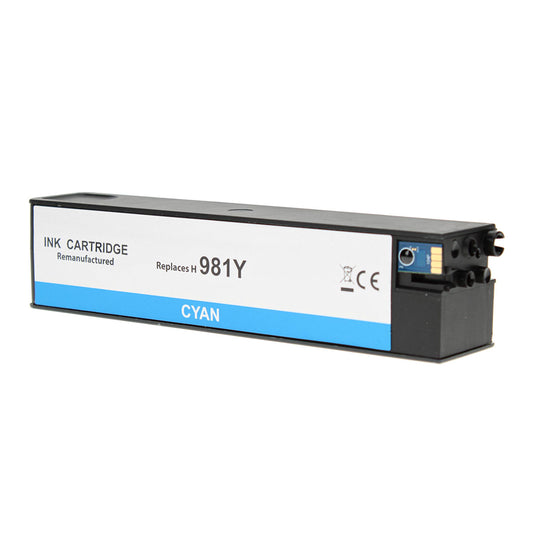 Remanufactured HP 981Y (L0R13A) InkJet Cartridge, Cyan, 16K Extra High Yield