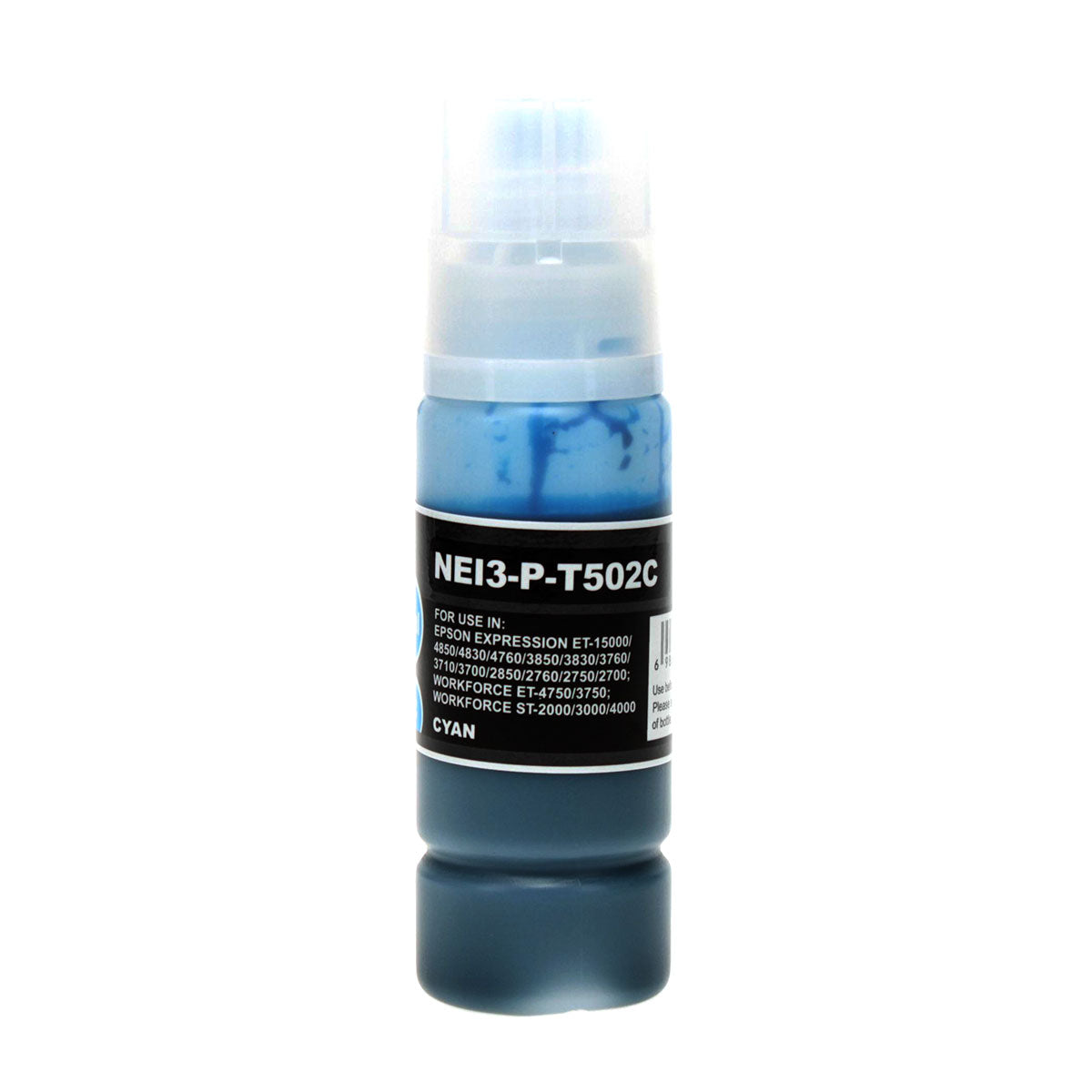 Compatible Epson 502, 522 (T502220, T522220) Ink Bottle, Cyan, 6000 Yield