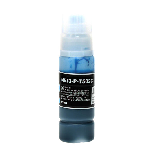 Compatible Epson 502, 522 (T502220, T522220) Ink Bottle, Cyan, 6000 Yield