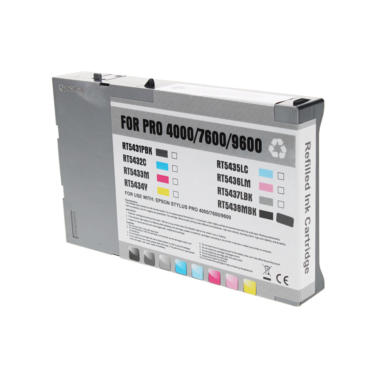 Remanufactured Epson 543 (T543800) Wide Format, Matte Black, 110ml
