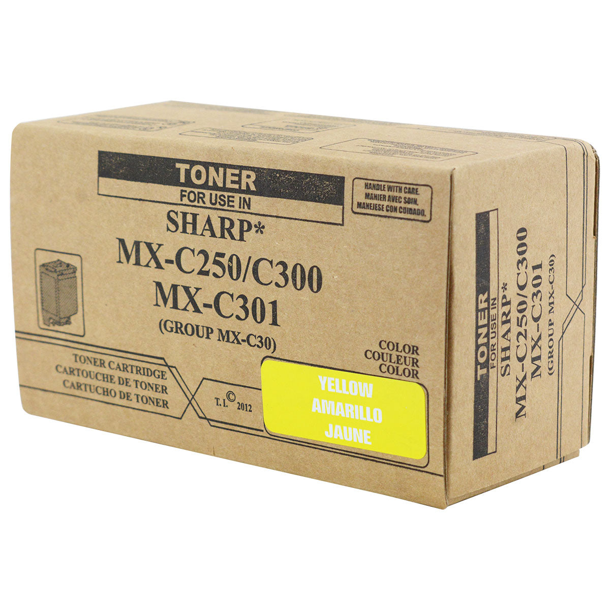 Compatible Sharp MX-C250 / MX-C300 / MX-C301 (MX-C30NT-Y) Toner Cartridge, Yellow, 6K Yield, TAA Compliant, Made in USA