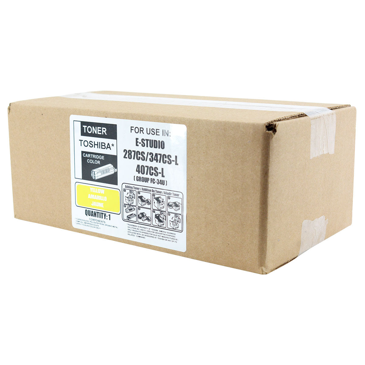 Compatible Toshiba e-STUDIO 287 347 407 (T-FC34U-Y) Toner Cartridge, Yellow, 11.5K Yield, TAA Compliant, Made in USA
