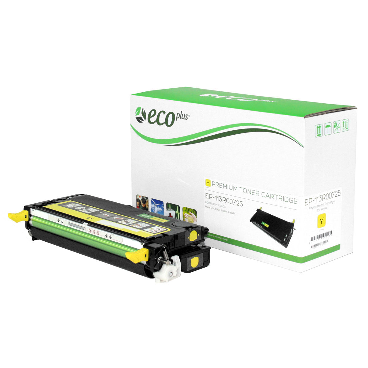 EcoPlus Xerox Phaser 6180 (113R00725) Toner Cartridge, Yellow, 6K Yield