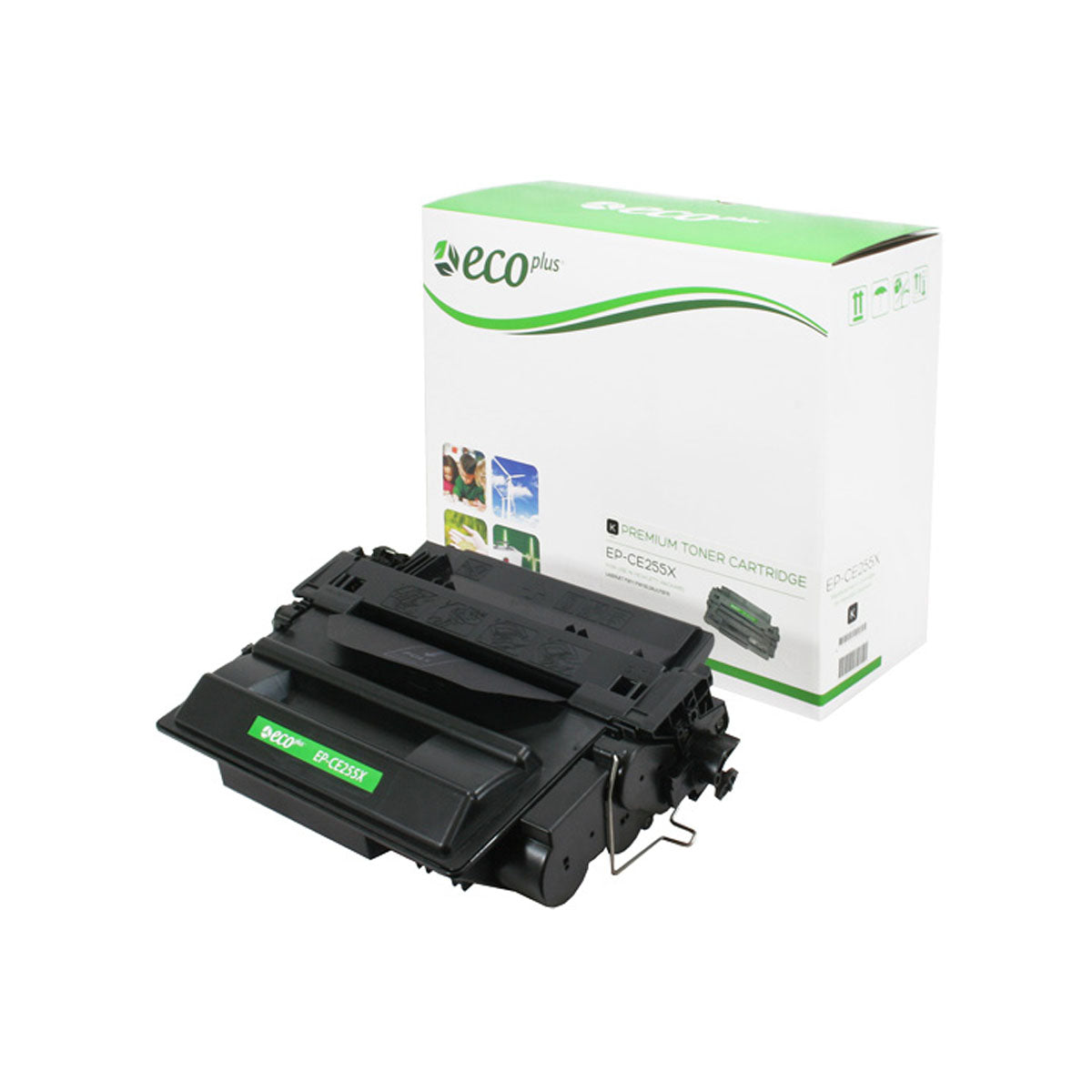 EcoPlus HP 55X (CE255X) Toner Cartridge, Black, 12.5K High Yield