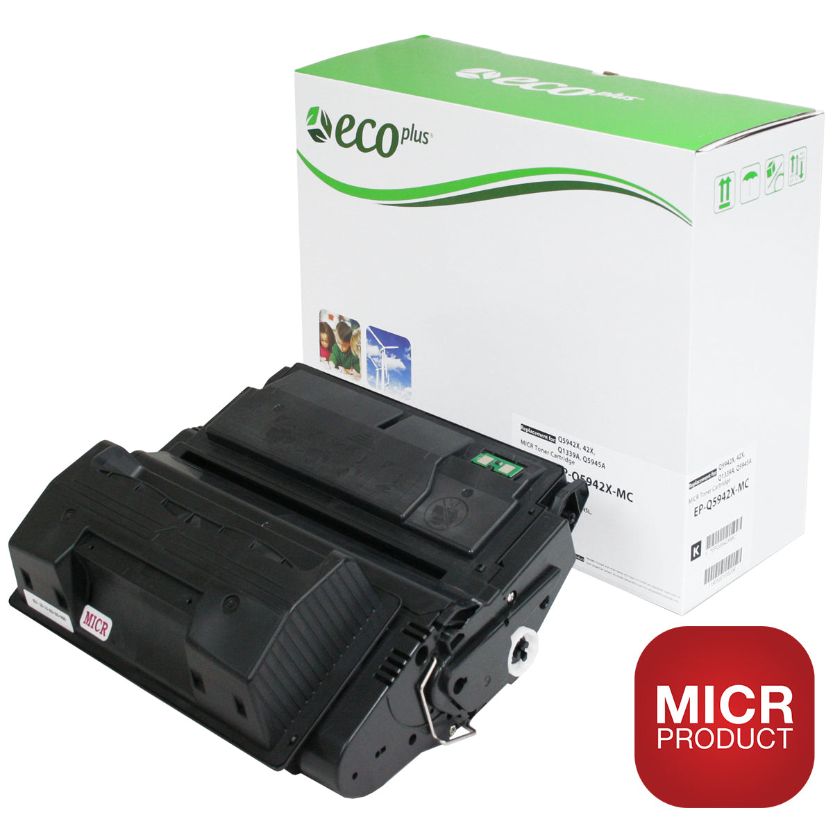 EcoPlus HP 42X (Q5942X) MICR Toner Cartridge, Black, 20K High Yield, Made in USA