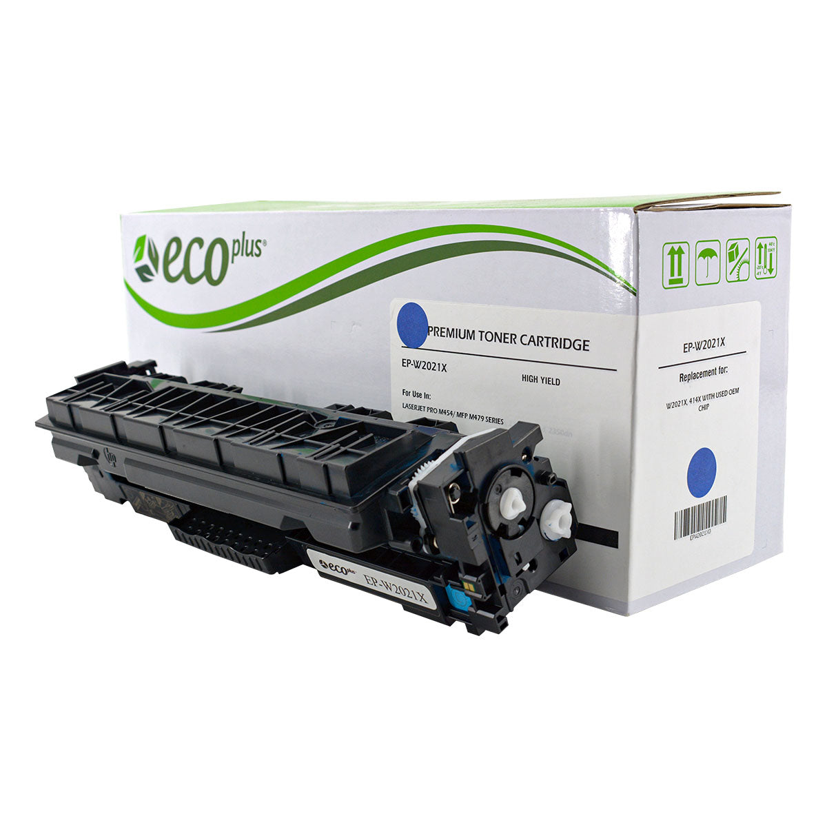 EcoPlus HP 414X (W2021X) Toner Cartridge, Cyan, 6K High Yield, (Used OEM Chip), Made in USA