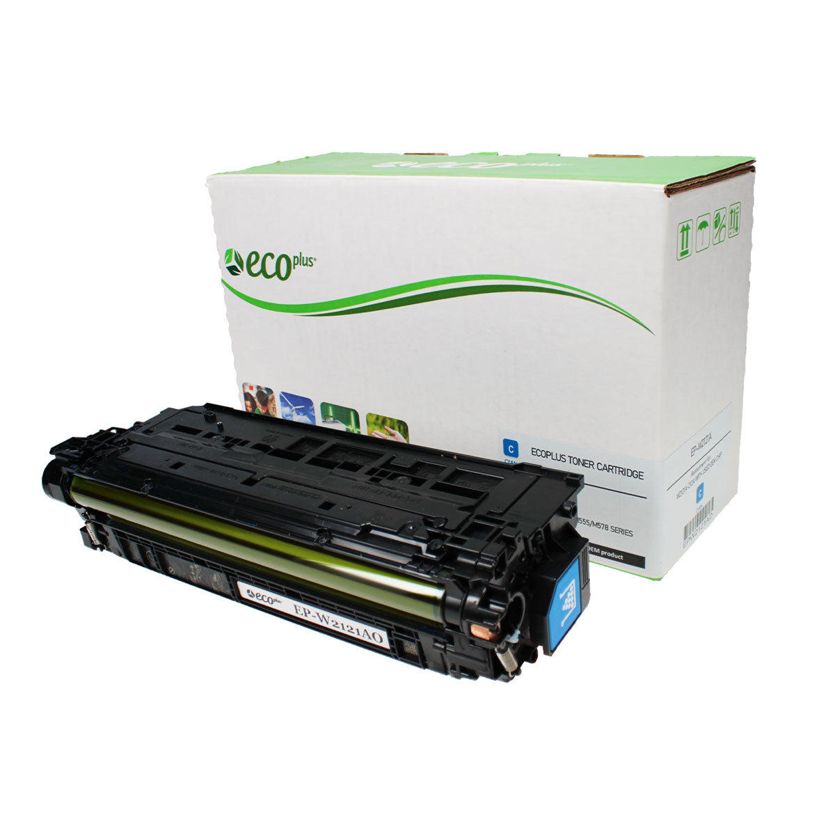 EcoPlus HP 212A (W2121A) Toner Cartridge, Cyan, 4.5K Yield, (Used OEM Chip), Made in USA