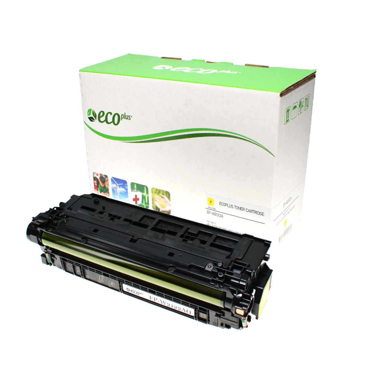 EcoPlus HP 212A (W2122A) Toner Cartridge, Yellow, 4.5K Yield, (Used OEM Chip), Made in USA