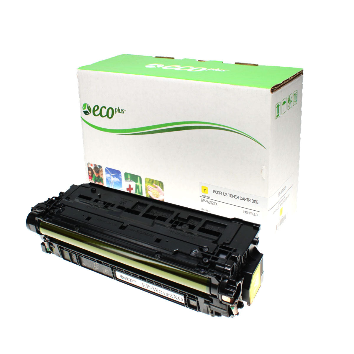EcoPlus HP 212X (W2122X) Toner Cartridge, Yellow, 10K High Yield, (Used OEM Chip), Made in USA