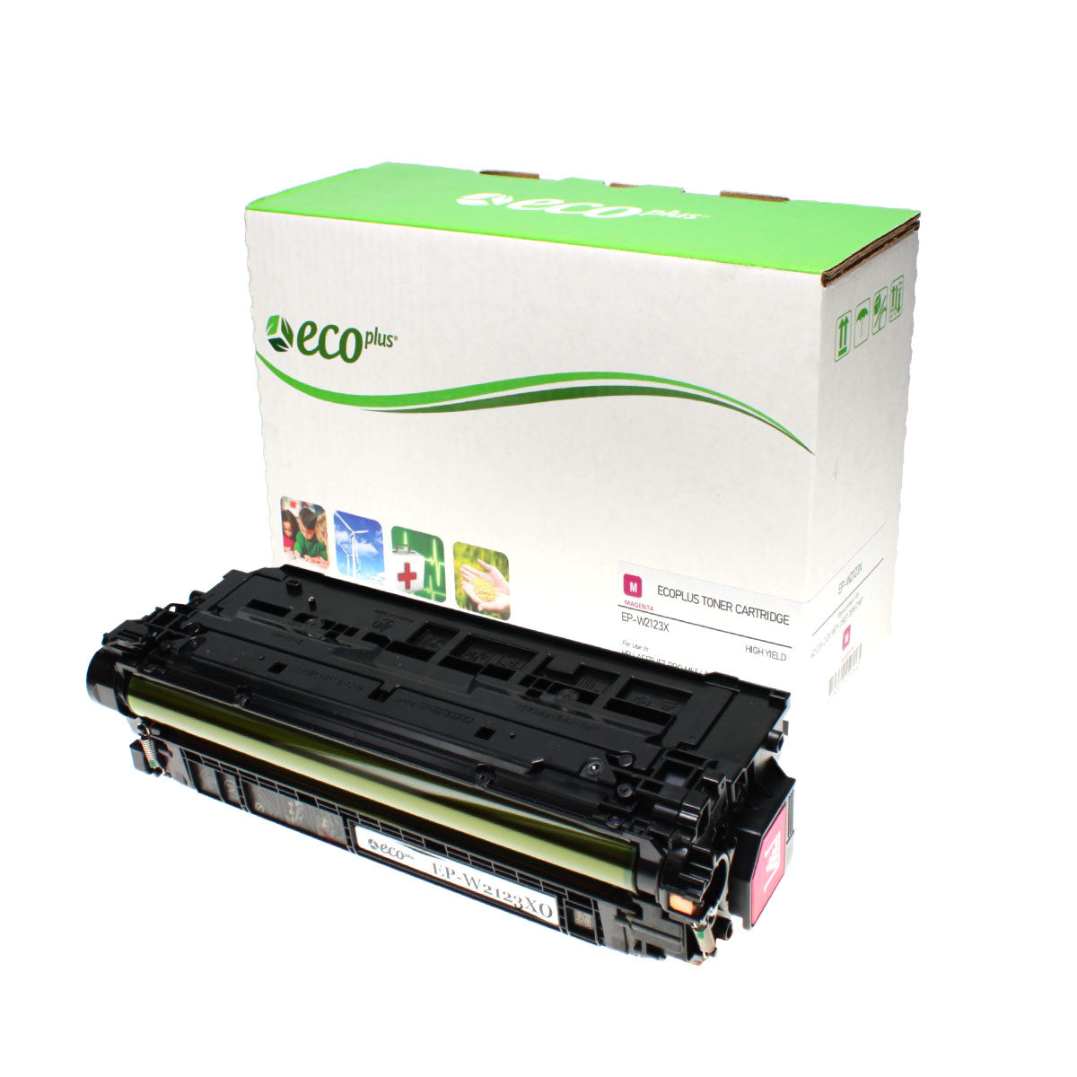 EcoPlus HP 212X (W2123X) Toner Cartridge, Magenta, 10K High Yield, (Used OEM Chip), Made in USA